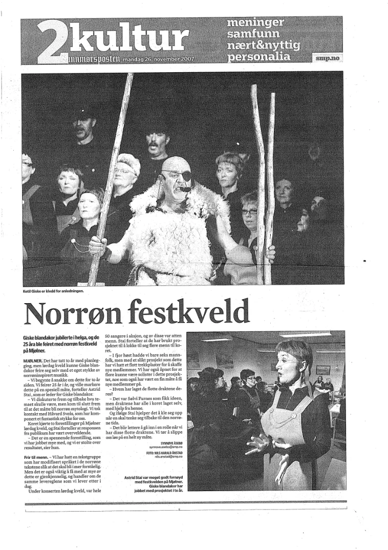 Avisoppslag med tittelen Norrøn festkveld